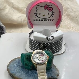 Hello Kitty Pink & Black Polka Dot Trinket Box Featuring Hello Kitty Watch
